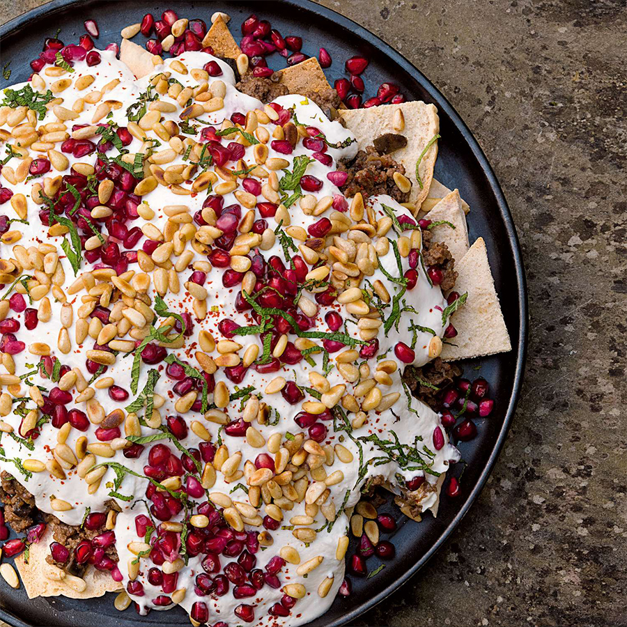 Fatteh met Gehakt en Aubergine