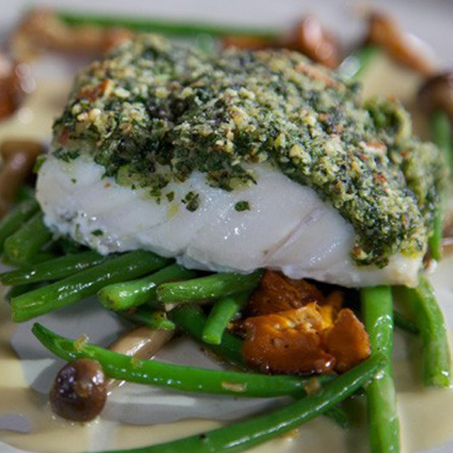 Skrei met Amandelkorst en Beurre Blanc